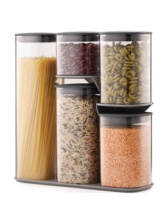 Joseph Joseph Set of 5pcs Jars General Use with Lid & Base Plastic Transparent