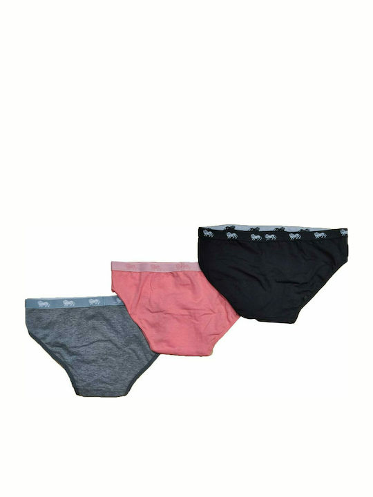 Lonsdale Aylesbury Bumbac Femei Alunecare 3Pack Negru/gri/roz