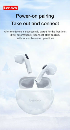 Lenovo HT38 Earbud Bluetooth Handsfree Earphones with Sweat Resistance and Charging Case White