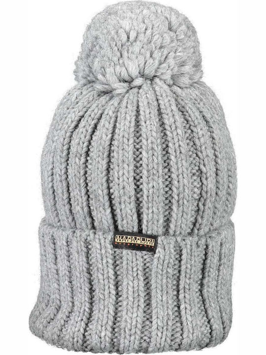 Semiury NA4GKB Pom Pom Beanie Beanie with Rib Knit in Gray color
