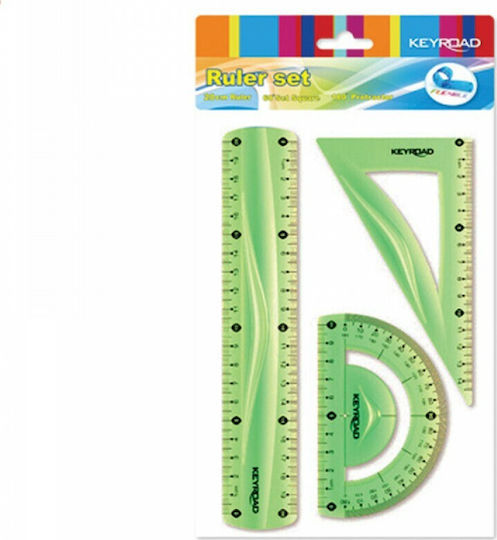 Keyroad Set von 3 geometrischen Instrumenten Kunststoff Flexible (Μiverse Farben)
