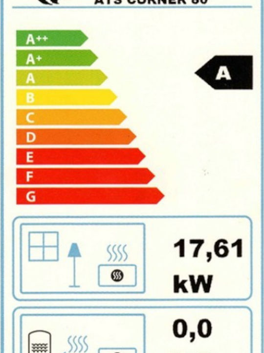 Thermiki ATS 80 Corner Ενεργειακό Τζάκι Ξύλου Αερόθερμο 17.61kW Δεξιά Γωνία με Συρόμενη Ανοιγόμενη Πόρτα