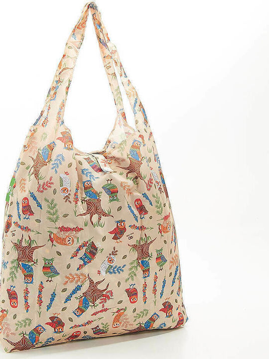 Eco Chic Owl Stoff Einkaufstasche in Beige Farbe