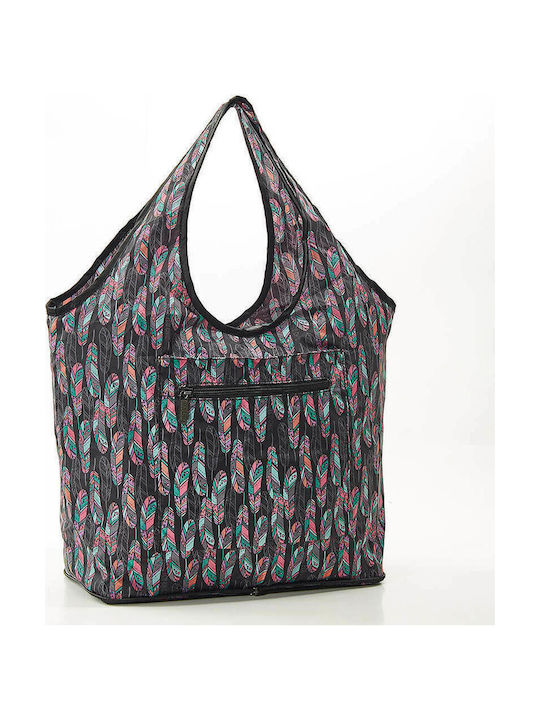 Eco Chic Feather Fabric Shopping Bag Black