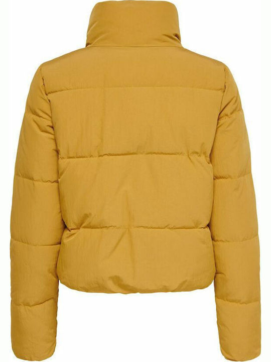 Women's Short Puffer Jacket for Winter Yellow/Honey Mustard