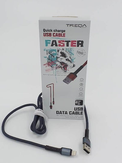 Treqa CA-8552 Geflochten USB-C zu Lightning Kabel Schwarz 1m