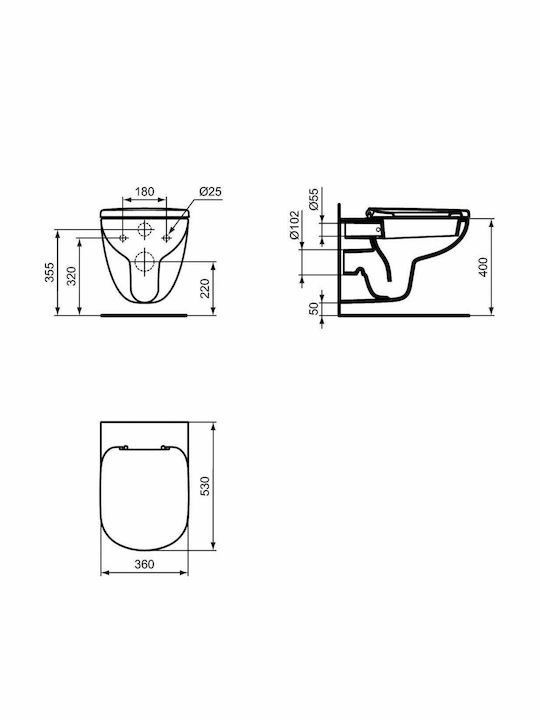 Ideal Standard Tempo Καπάκι Λεκάνης Soft Close Πλαστικό 42.5x36.5cm Λευκό