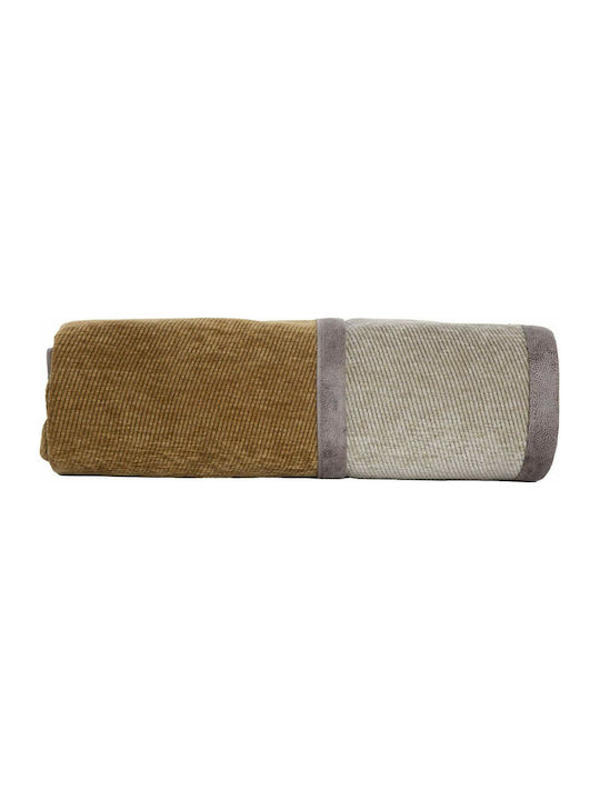 Nef-Nef Homeware New Tanger Sofa Throw 2 Sides Chenille 180x250cm Mustard / Ecru