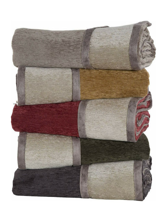 Nef-Nef Homeware New Tanger Sofa Throw 2 Sides Chenille 180x250cm Mustard / Ecru