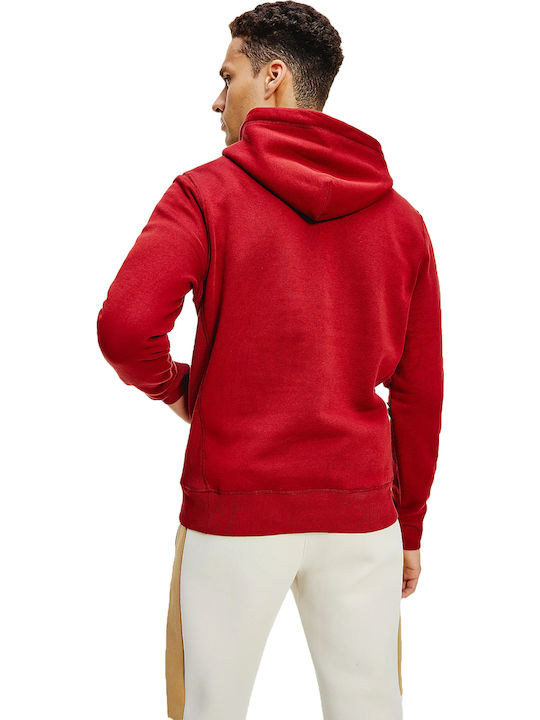 Tommy Hilfiger Herren Sweatshirt mit Kapuze und Taschen Rot