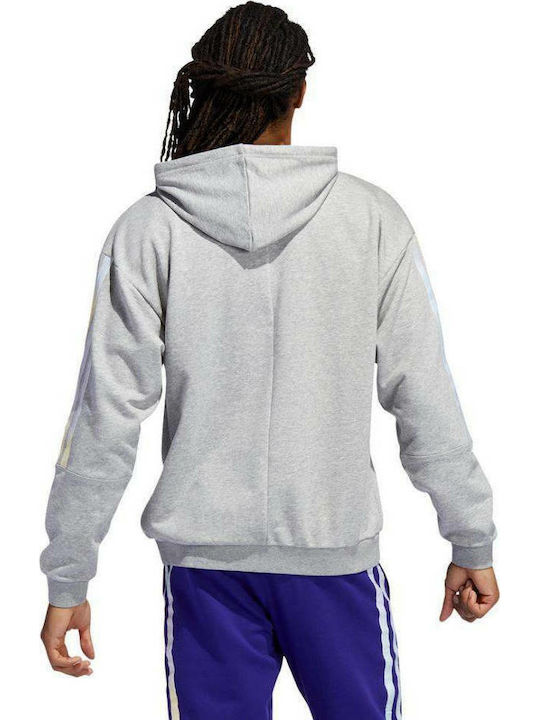 Adidas Donovan Mitchell Herren Sweatshirt mit Kapuze und Taschen Gray