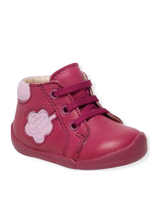 Kickers Kids Leather Boots with Zipper Fuchsia