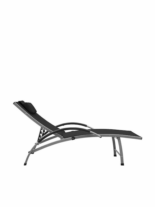Deckchair Aluminum with Textilene Fabric Black 170x60.5x69cm.