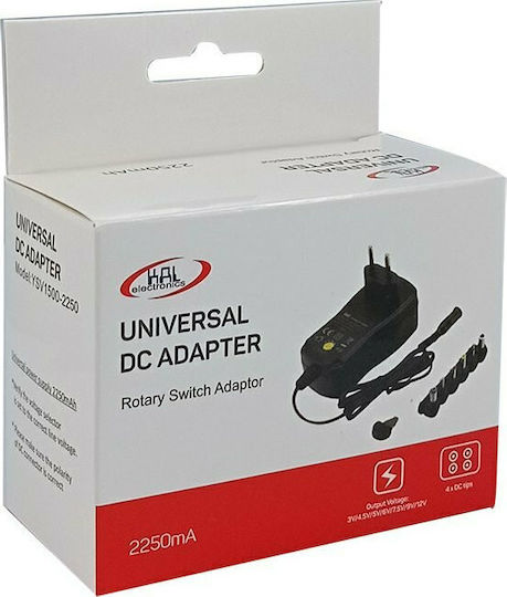 KAL Electronics Universal Τροφοδοτικό Ρυθμιζόμενης Τάσης 1.5A με 4 βύσματα (YSV1500-2250)