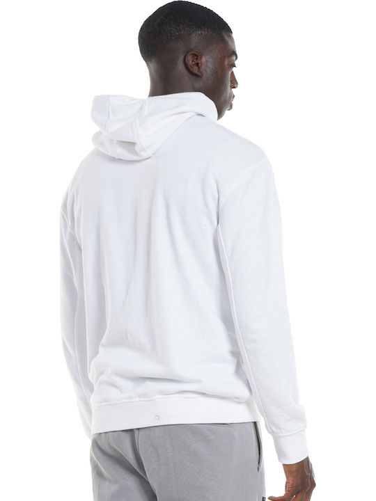 Body Action Men's Sweatshirt with Hood and Pockets White