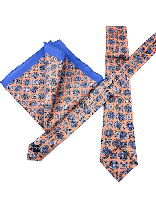 Legend Accessories Silk Men's Tie Set Printed Orange