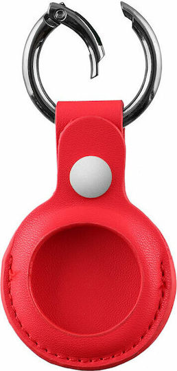 Volte-Tel Keyring Keychain Case Leather for AirTag in Red color