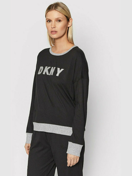 DKNY Winter Women's Pyjama Set Cotton Black