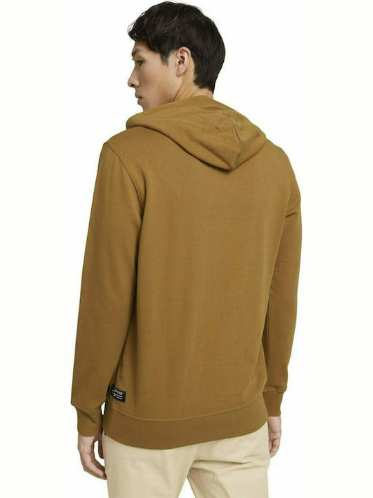 Tom Tailor Herren Sweatshirt mit Kapuze Deep Cognac