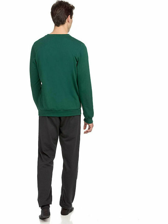 Vamp Men's Winter Cotton Pajamas Set Green Forest