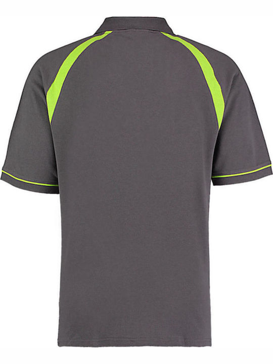 Kustom Kit Oak Hill KK615 Men's Short Sleeve Promotional Blouse Charcoal / Lime