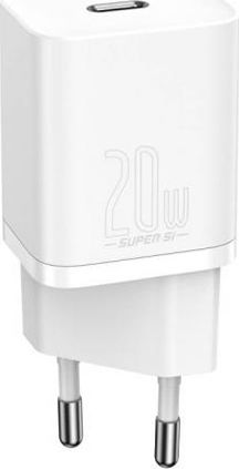 Baseus Charger Without Cable with USB-C Port 20W Power Delivery Whites (Super Si)