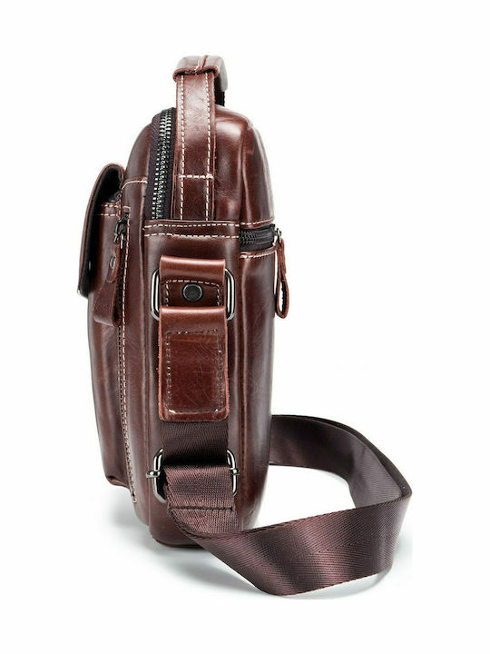 DJB 037 Leather Men's Shoulder Crossbody Bag Light Brown