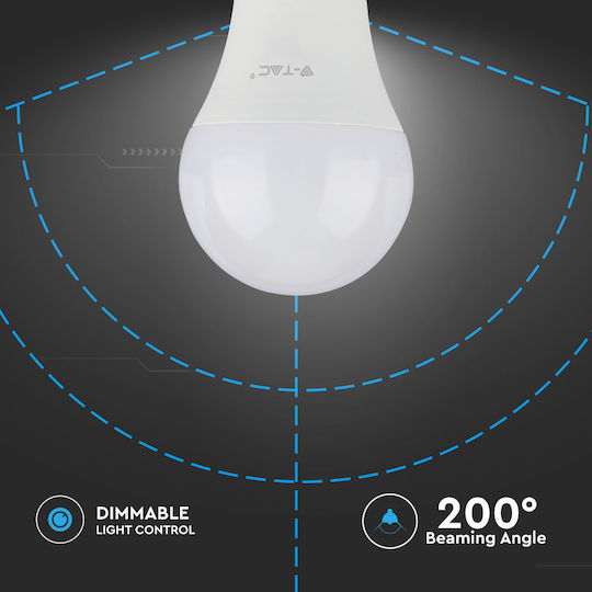V-TAC Vt-262d LED-Lampe 12W 120mm für Fassung E27 und Form A60 Naturweiß 1055lm Dimmbar
