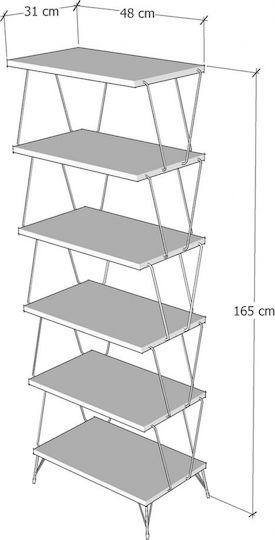 Bookcase A-g Balaban Anthracite / Black 48x31x165cm