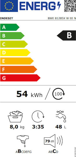 Indesit BWE 81285X W EE N Πλυντήριο Ρούχων 8kg 1200 Στροφών Water Balance Plus F163709