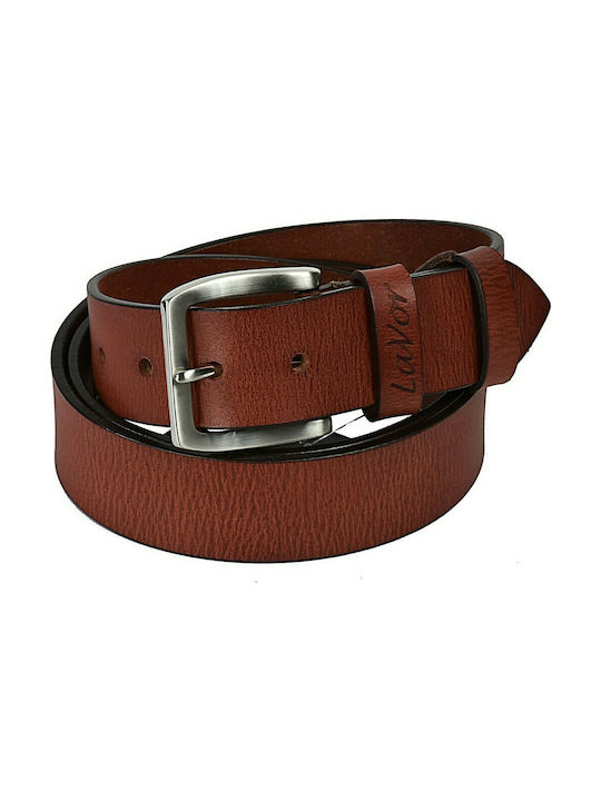 Lavor Men's Leather Wide Belt Brown