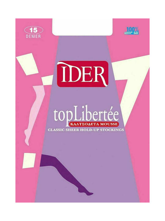 IDER Libertee Mousse Γυναικείες Ψηλές Κάλτσες 15 Den Μαύρες