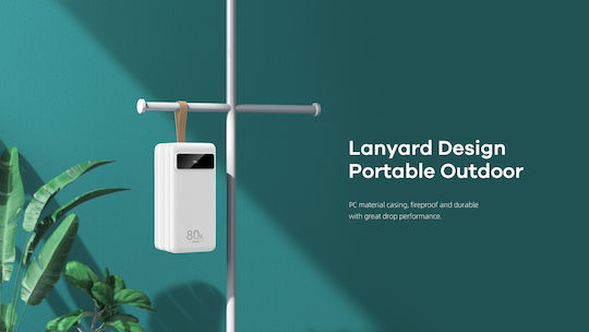 Remax RPP-266 Power Bank 80000mAh 22.5W με 4 Θύρες USB-A και Θύρα USB-C Power Delivery / Quick Charge 3.0 Λευκό
