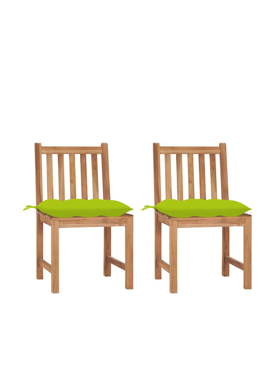Scaun de exterior Lemn Natural - Verde strălucitor cu pernă 2buc 50x53x90cm