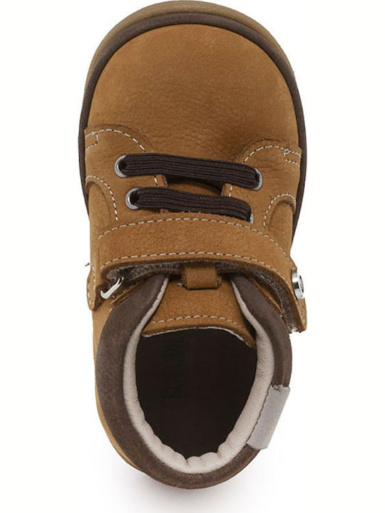 Anatomical Leather Kids Boots with Velcro Yellow