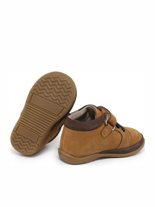 Anatomical Leather Kids Boots with Velcro Yellow