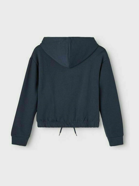 Name It Kids Cropped Fleece Sweatshirt with Hood Navy Blue