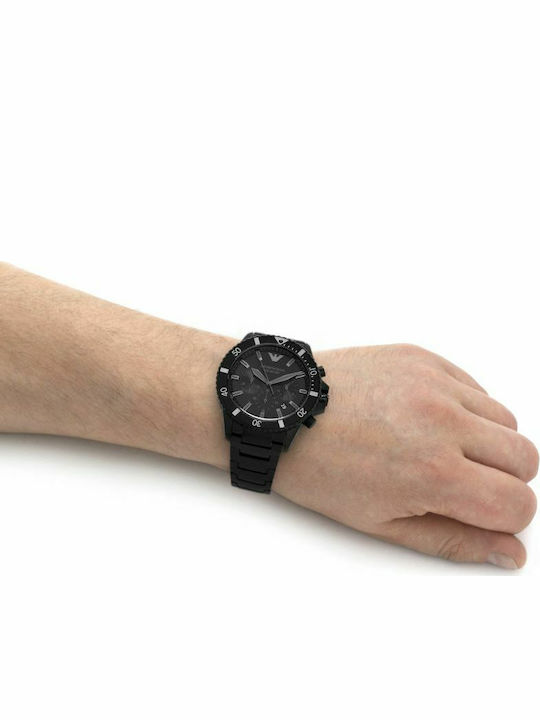 Emporio Armani Diver Men's Watch 43mm Chronograph Battery with Black Metal Bracelet
