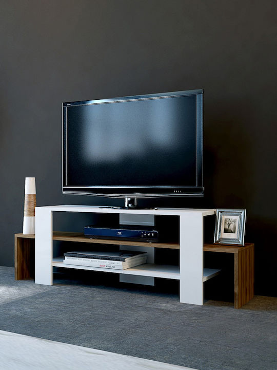 TV Stand Wooden Agneta White / Walnut L120xW29.5xH40cm