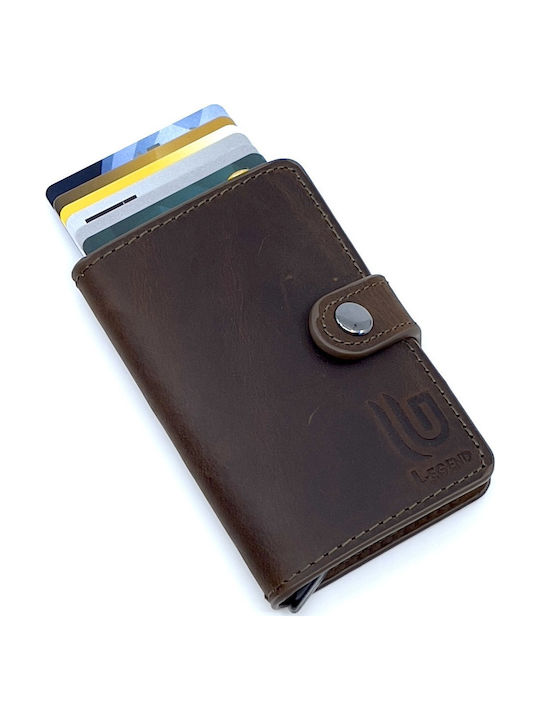 Legend Accessories Men's Leather Card Wallet with Slide Mechanism Brown