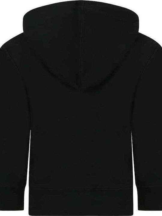 Ralph Lauren Cardigan pentru copii din material frotirat cu glugă Negru