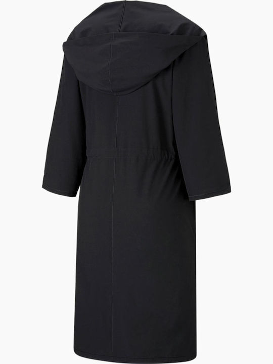 Damen Schwarz Mantel mit Kapuze
