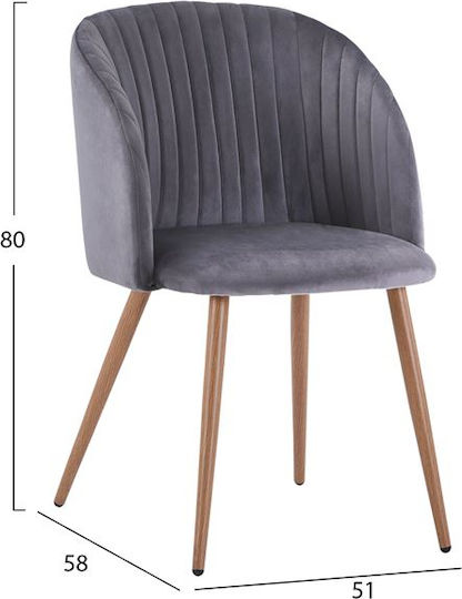 Leah Πολυθρόνα Τραπεζαρίας Βελούδινη Γκρι 51x58x81εκ.