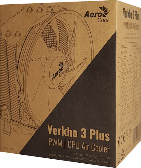 Aerocool Verkho 3 Plus Ψύκτρα Επεξεργαστή για Socket AM4/1200/115x/AM3/AM3+ Μπλε