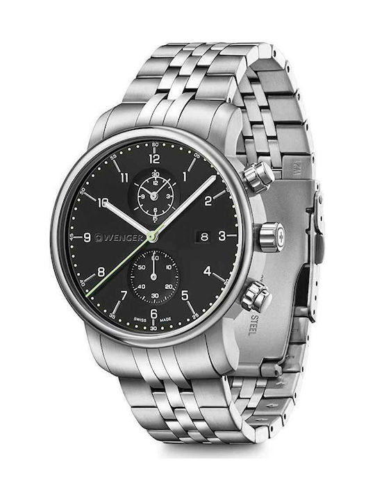 Wenger Urban Classic Battery Chronograph Watch with Metal Bracelet Silver