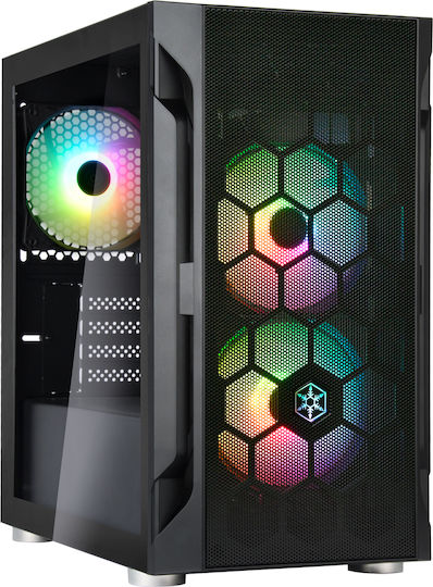 Silverstone FARA H1M PRO Gaming Mini Tower Κουτί Υπολογιστή με Πλαϊνό Παράθυρο και RGB Φωτισμό Μαύρο
