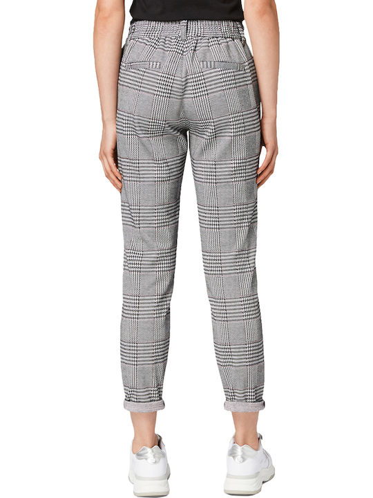 Tom Tailor Women's High-waisted Fabric Capri Trousers Checked