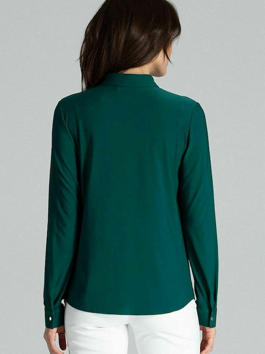 Lenitif L036 Women's Monochrome Long Sleeve Shirt Green