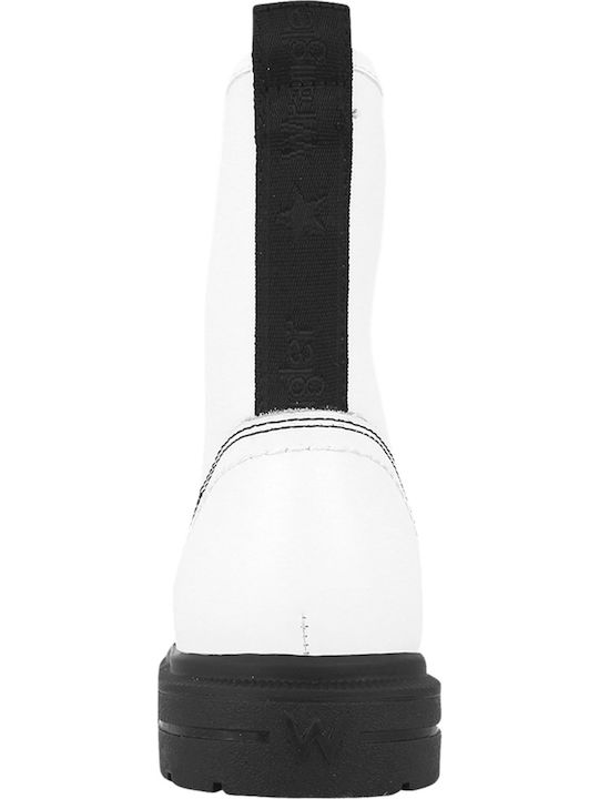 Spike Mid Leder Stiefeletten Damen Weiß