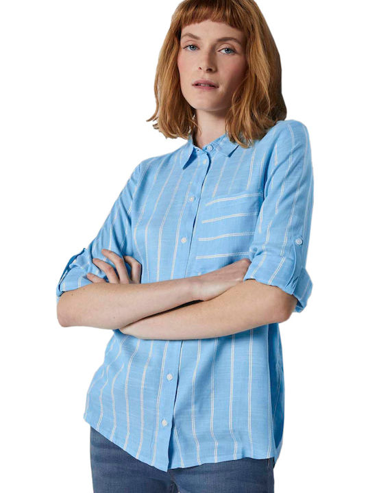 Women's Striped Long Sleeve Shirt Blue